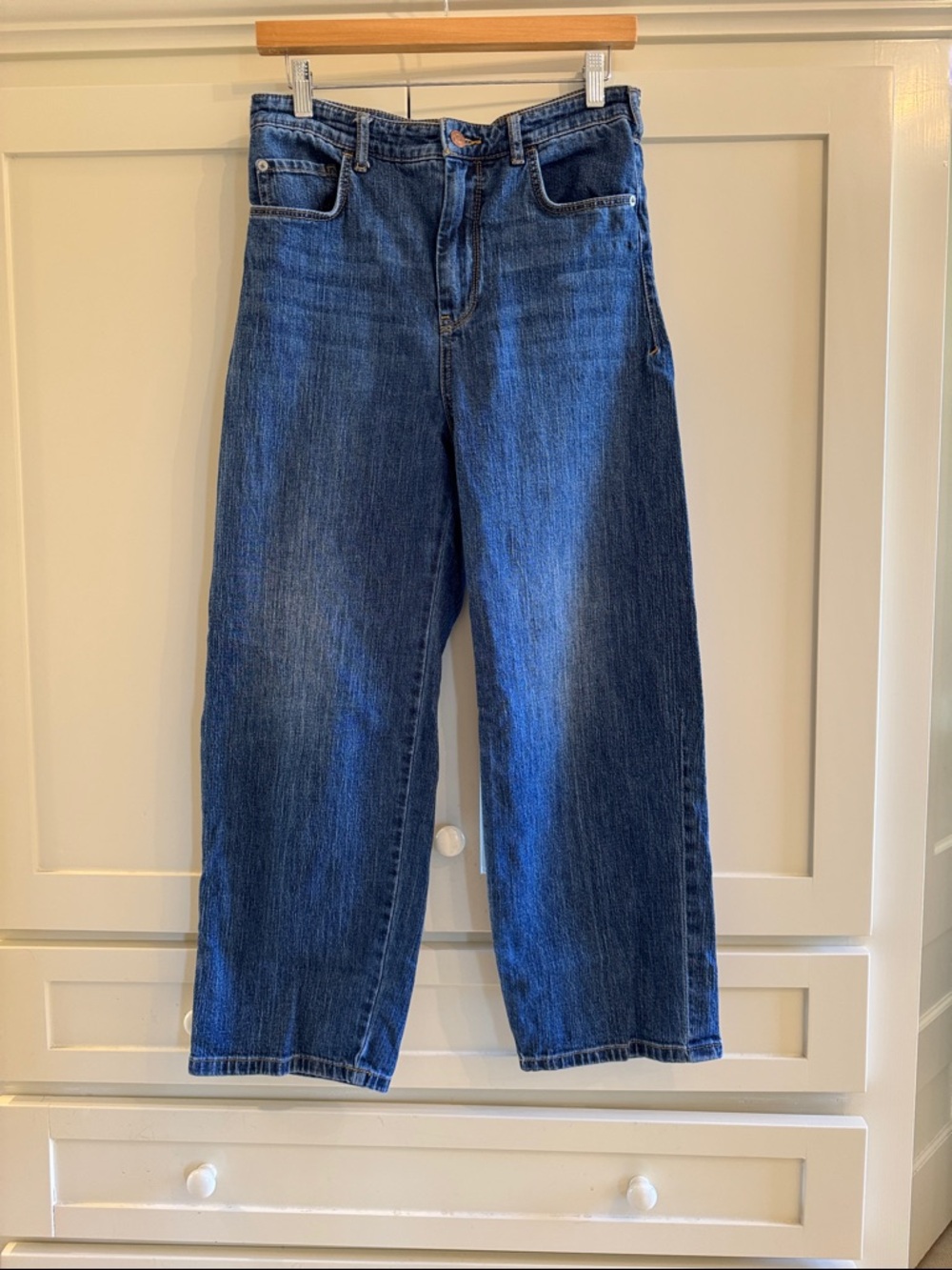 Pilcro Women's Dark Blue Straight-Leg Jeans